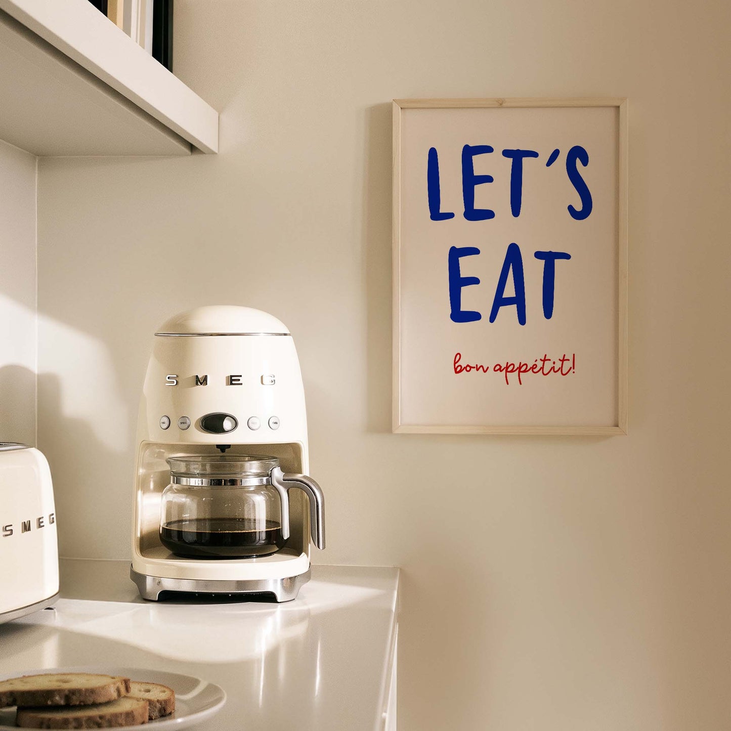 Let's Eat Bon Appétit Tipografi Mutfak Duvar Tablosu