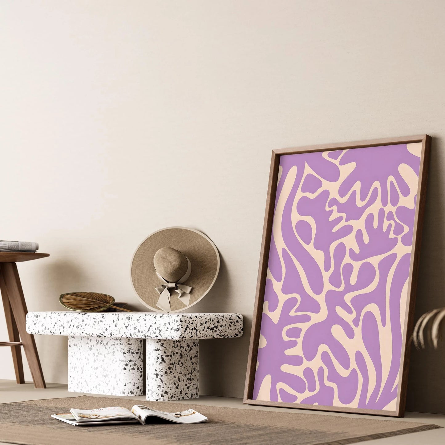 Matisse Kağıt Kesimleri Abstract Serisi Lila Bej Dallar I Duvar Tablosu