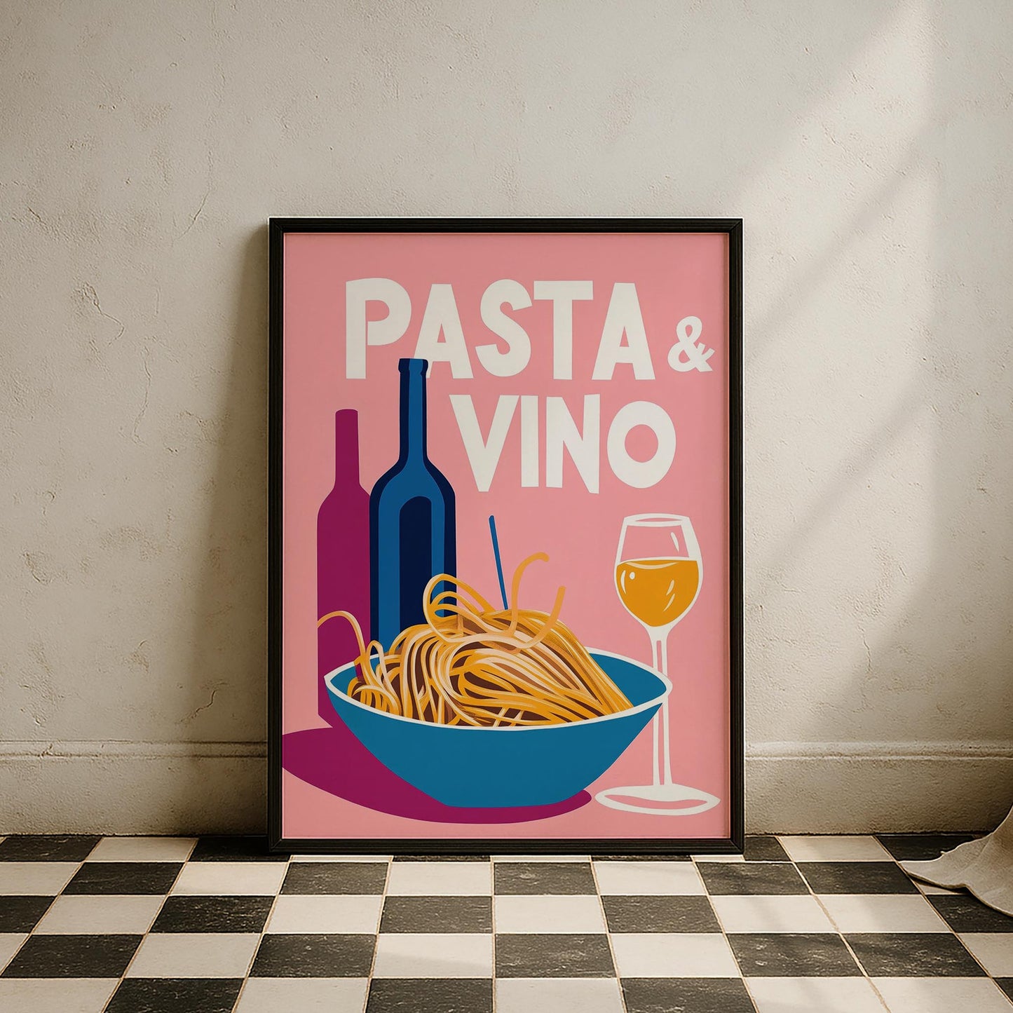 Pasta & Vino İtalyanca Tipografi Mutfak Duvar Tablosu II