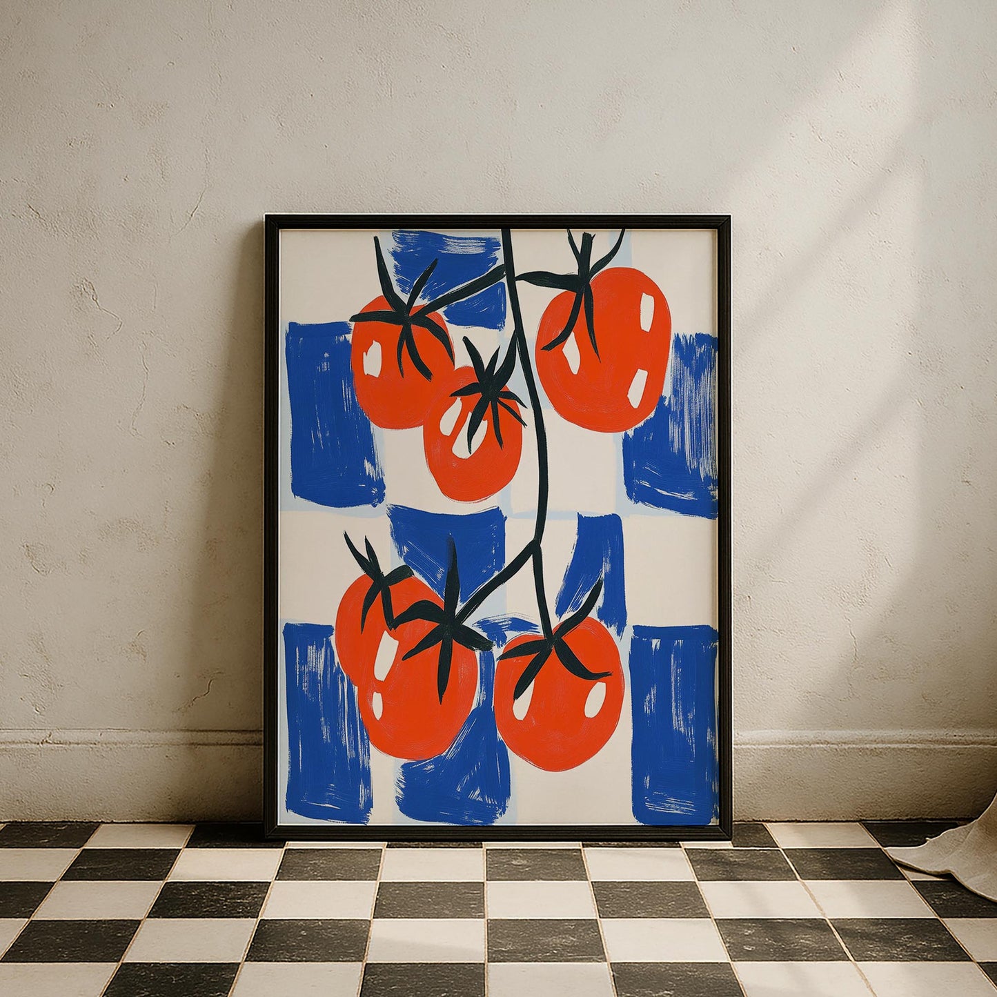 Salkım Domates II Retro Pop Art Mutfak Duvar Tablosu