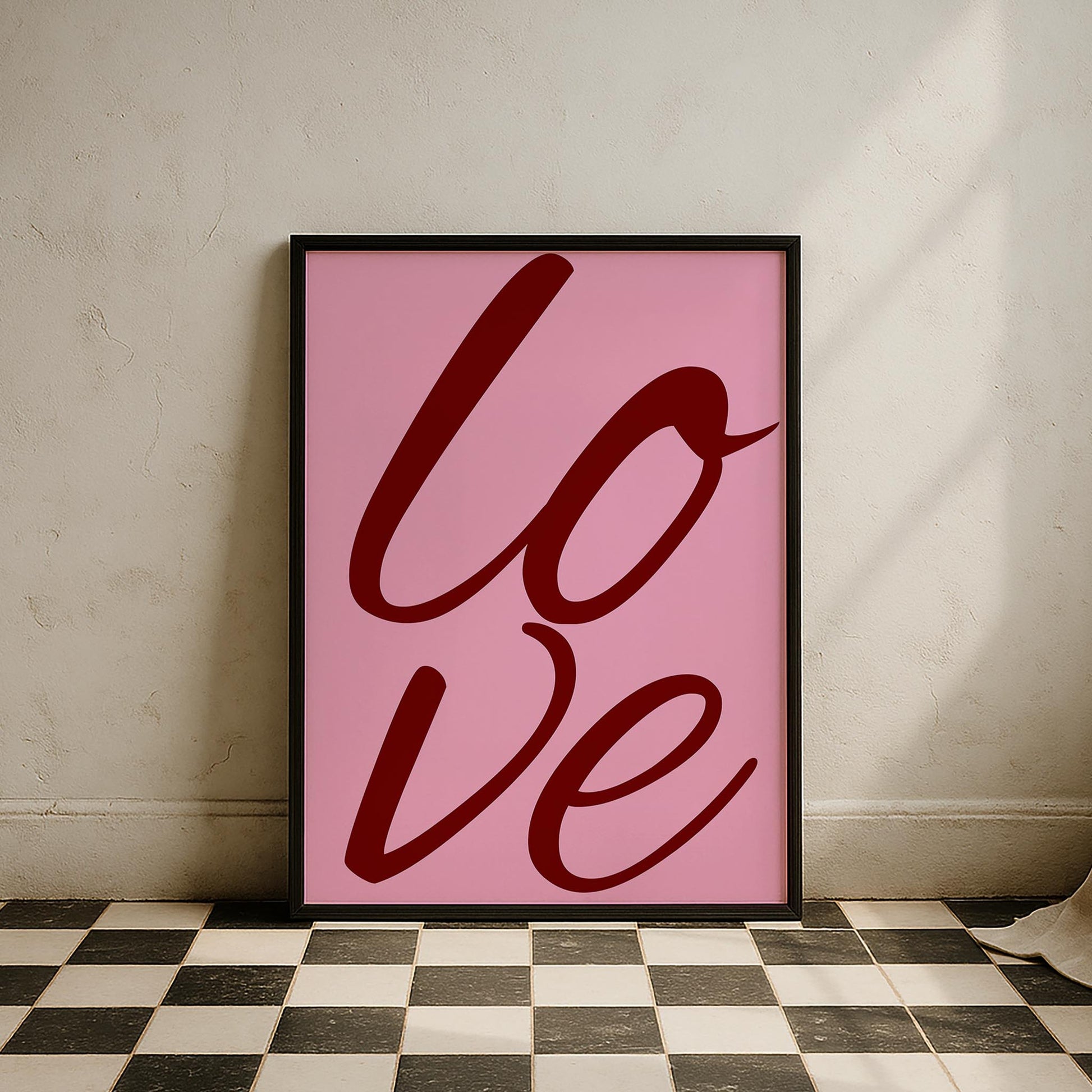 Love Pembe Tipografi Mutfak Duvar Tablosu II
