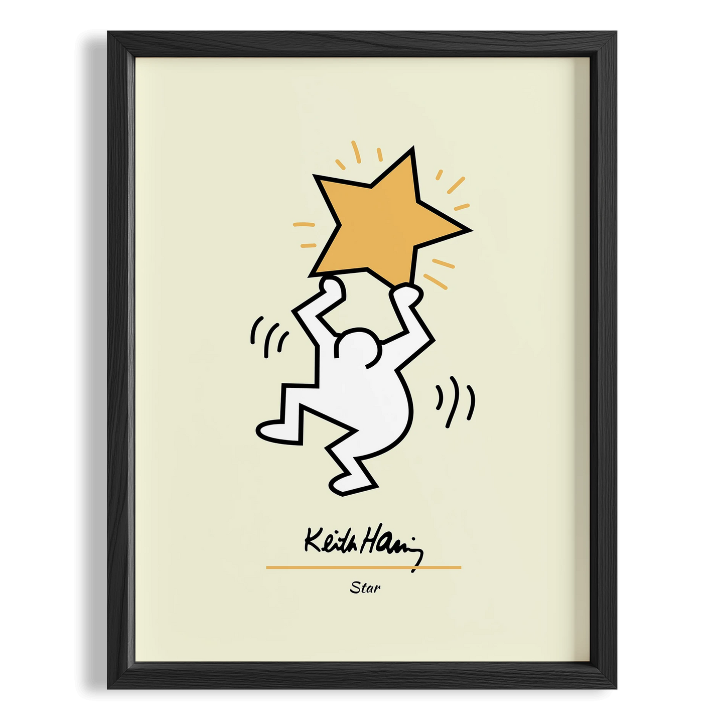 Yıldız Taşıyan Adam - Keith Haring Ahşap Duvar Tablosu