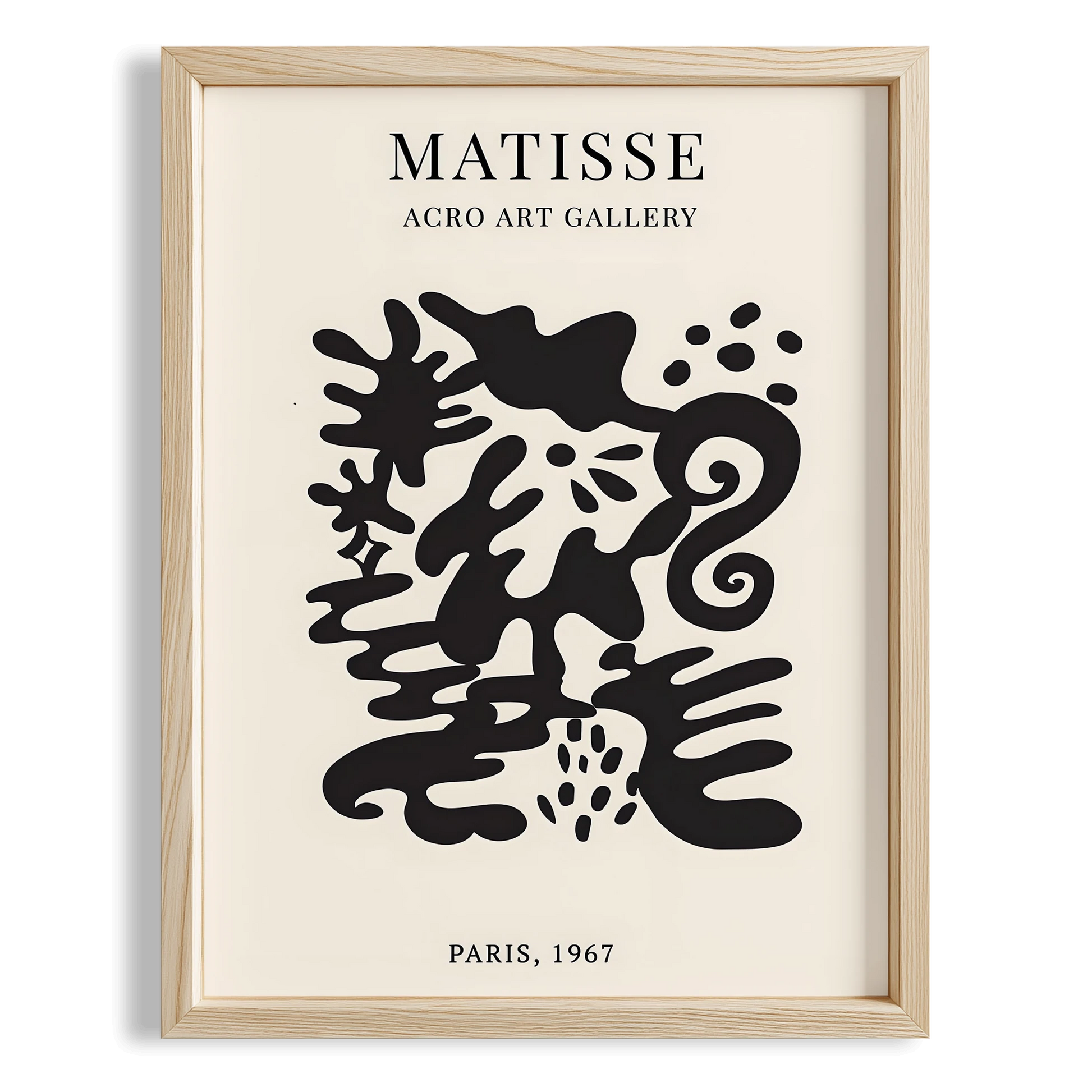Matisse Kağıt Kesimleri Serisi Siyah Soyut Dal ve Çiçek Deseni II Duvar Tablosu