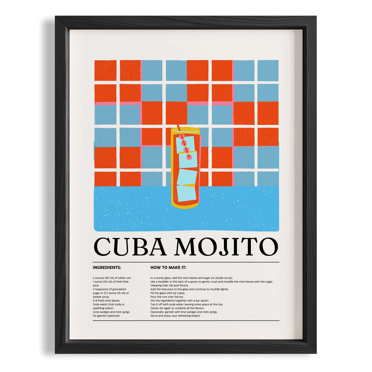 Cuba Mojito Kokteyl Tarifi Mutfak Duvar Tablosu