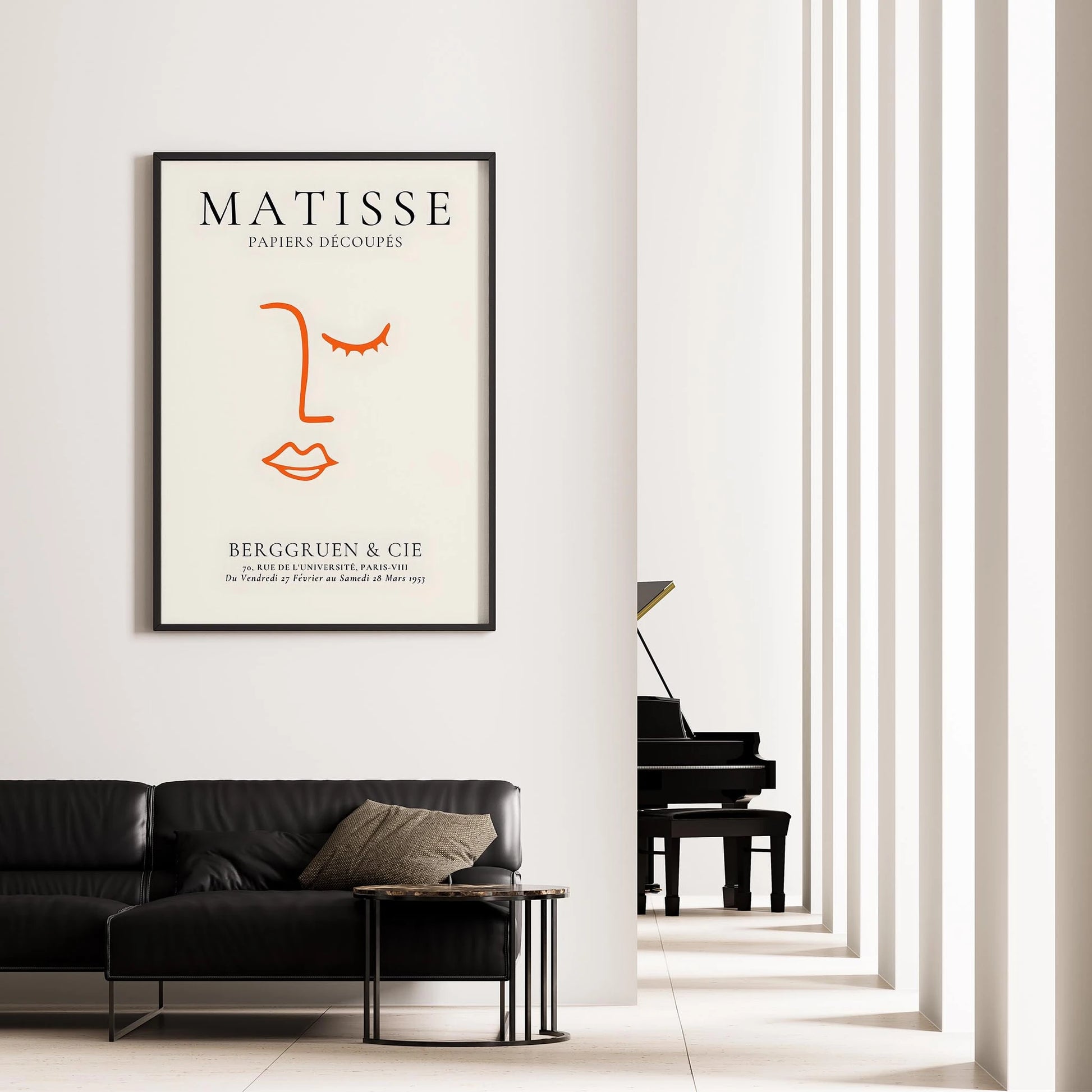 Matisse Kağıt Kesitleri Minimalist Kadın Yüzü Soyut Çizgi I Duvar Tablosu
