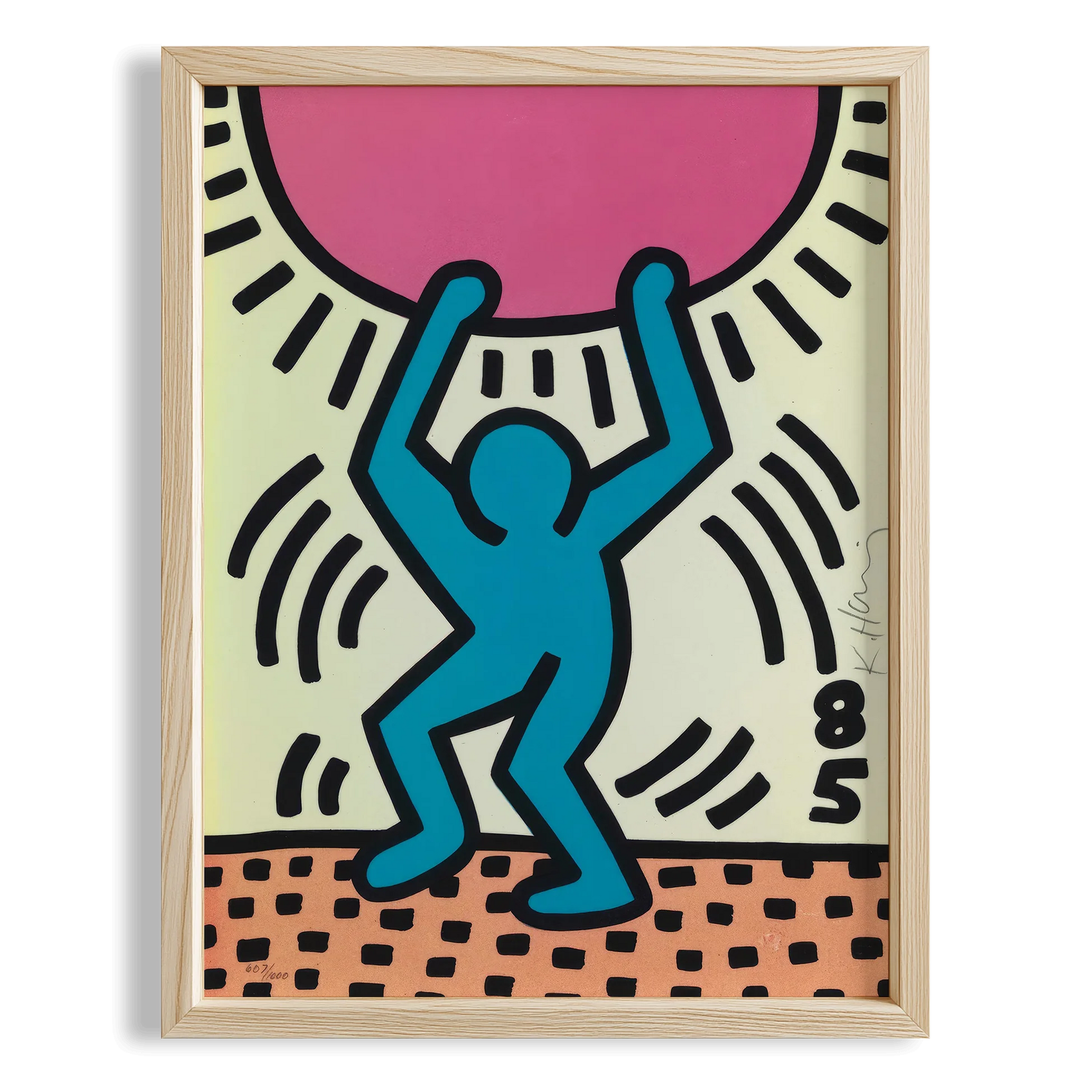 Güneşi Taşıyan Adam - Keith Haring Ahşap Duvar Tablosu