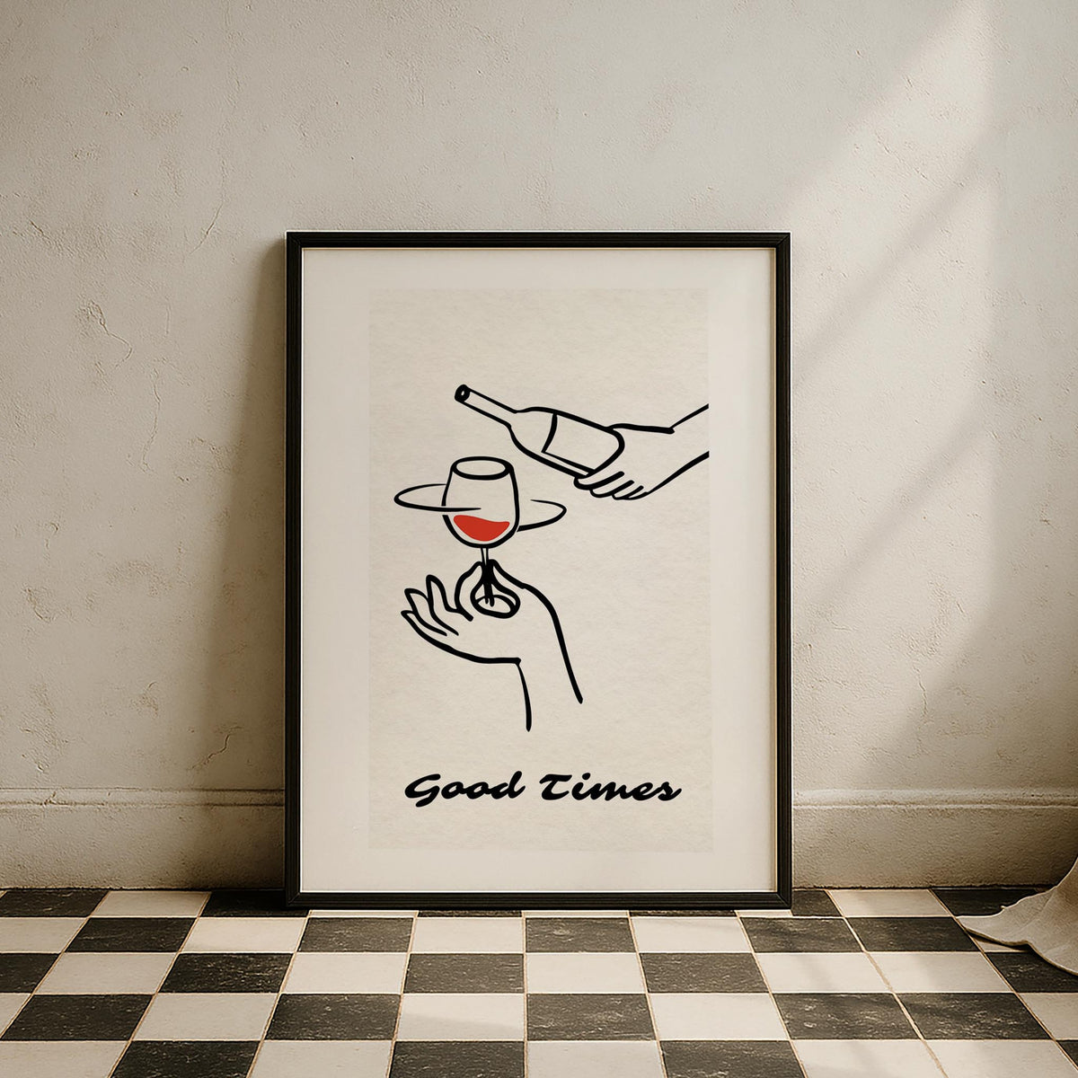 Good Time Şarap Tipografi Mutfak Duvar Tablosu