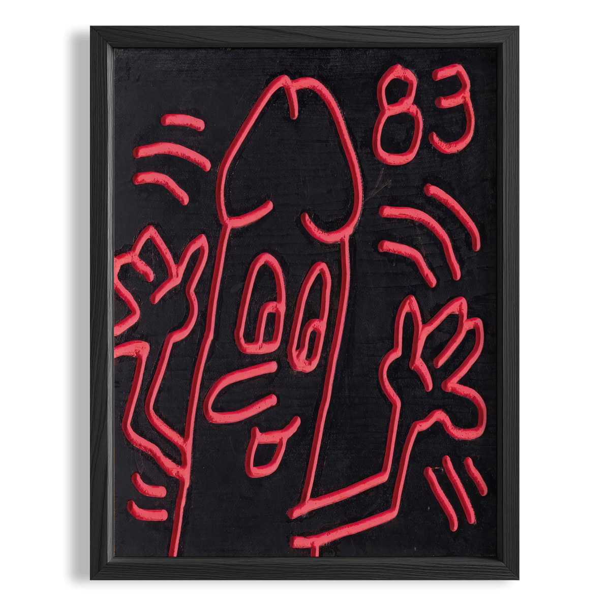Neon Yüz (83) - Keith Haring Ahşap Duvar Tablosu