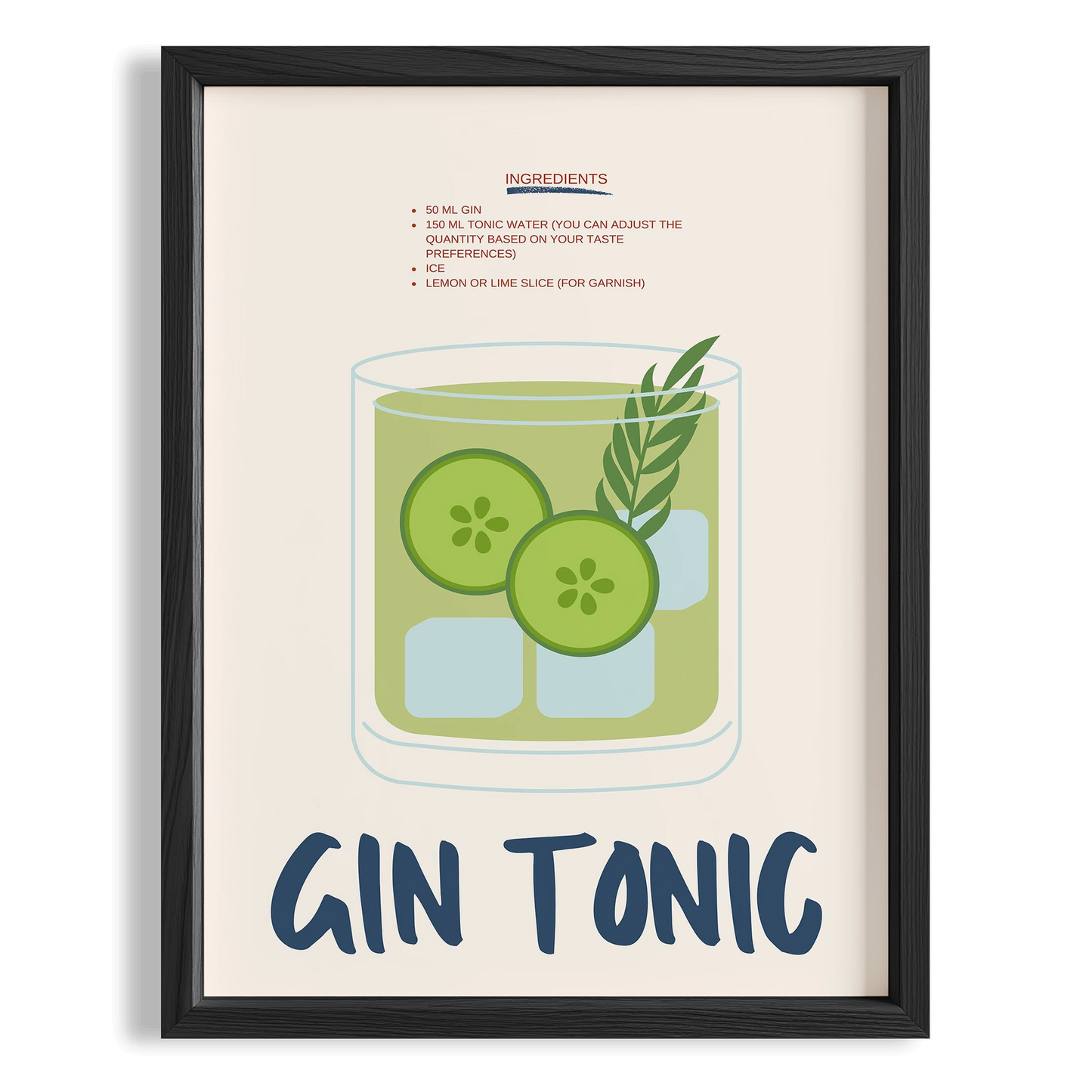Gin Tonic Kokteyl Tarifi Mutfak Duvar Tablosu