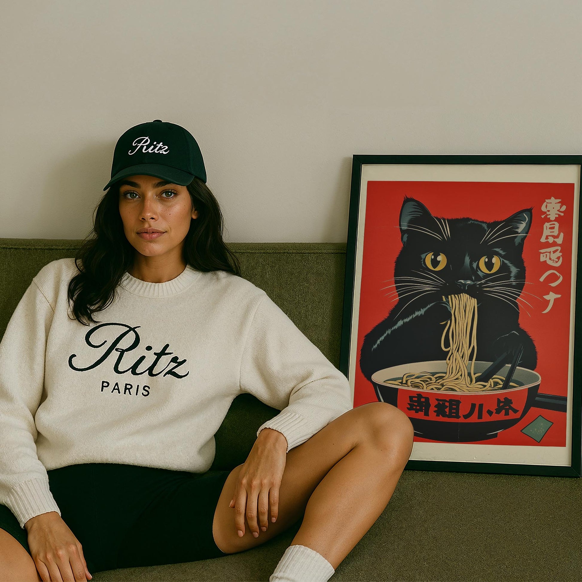 Ramen Yiyen Siyah Kedi