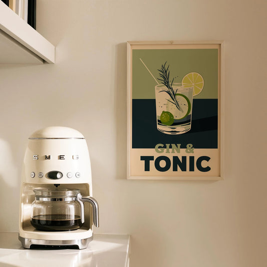 Gin & Tonic Kokteyli Retro Mutfak Duvar Tablosu