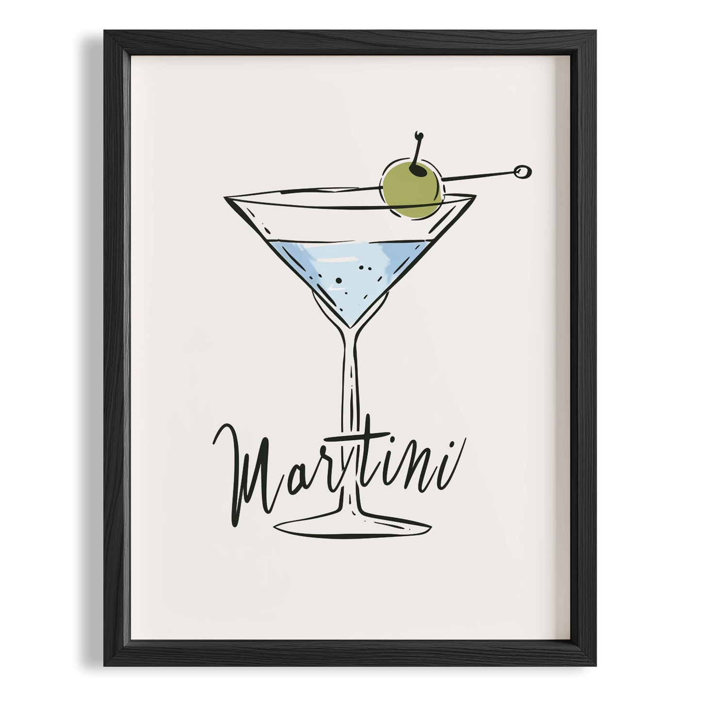 Martini Tipografik Minimal Mutfak Duvar Tablosu
