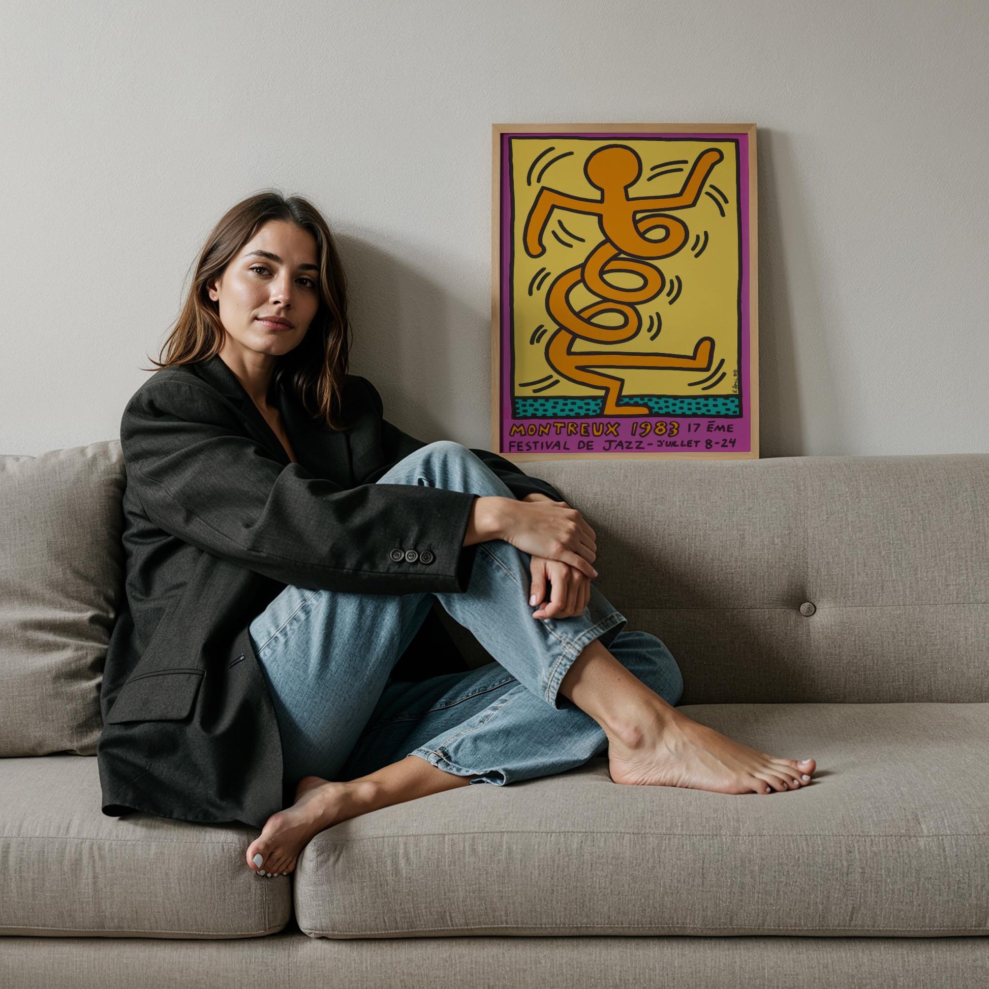 Enerjik Dansçı - Keith Haring Ahşap Duvar Tablosu