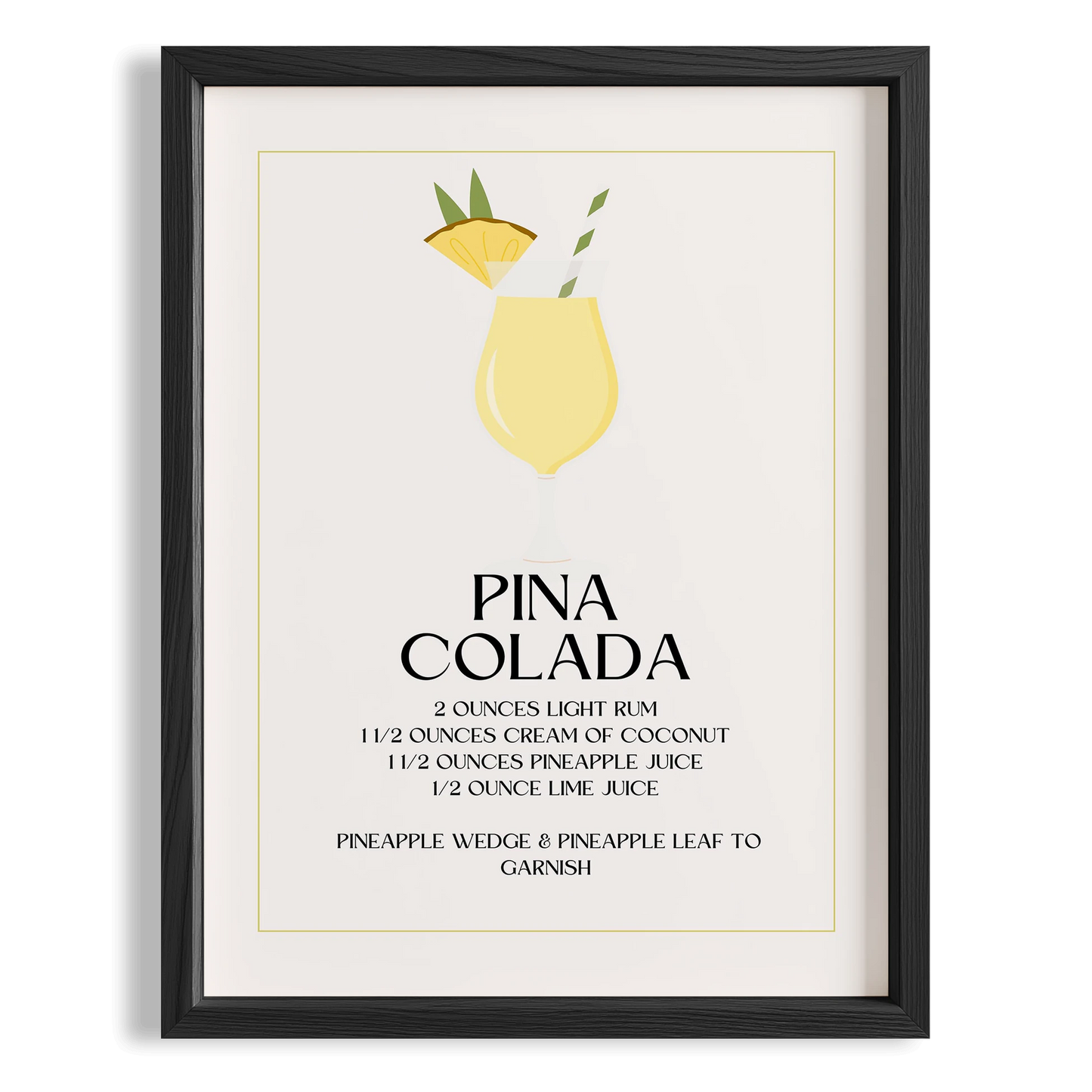 Pina Colada Kokteyli Minimal Mutfak Duvar Tablosu