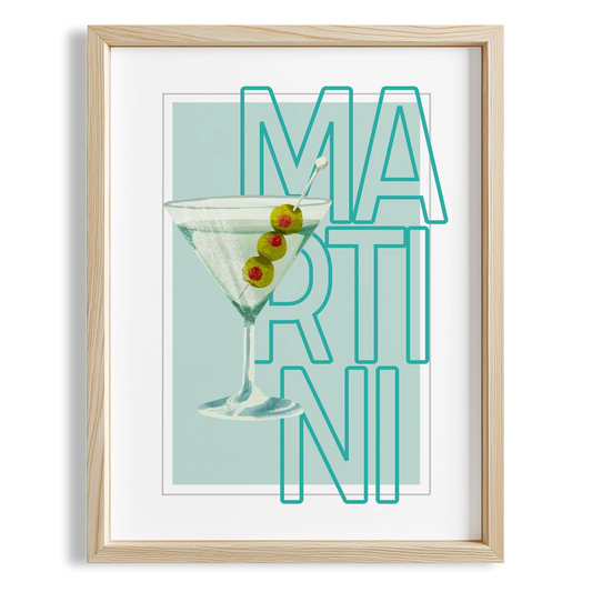 Martini Tipografik Kokteyl Mutfak Duvar Tablosu
