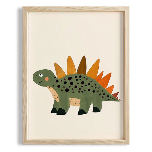 Sevimli Dinozor Temalı Minimalist Çocuk Odası Ahşap Tablo