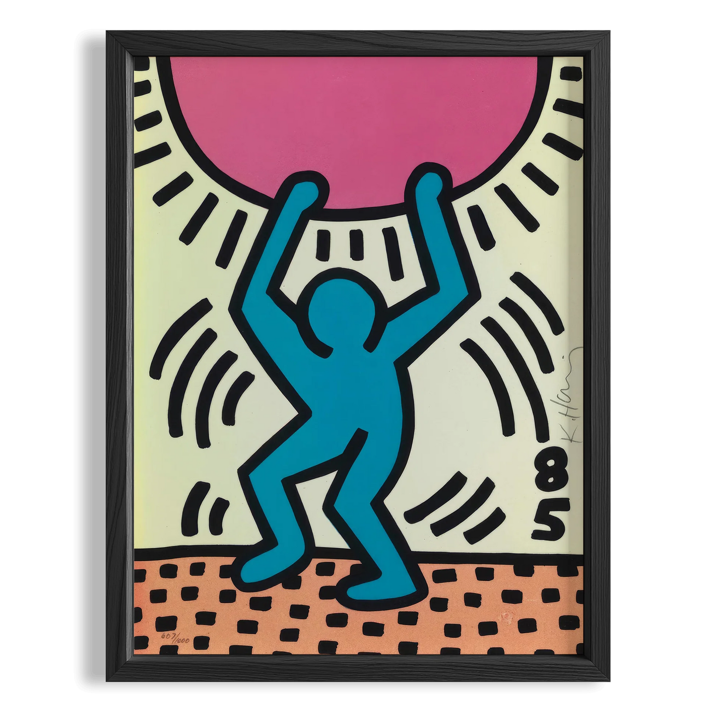 Güneşi Taşıyan Adam - Keith Haring Ahşap Duvar Tablosu