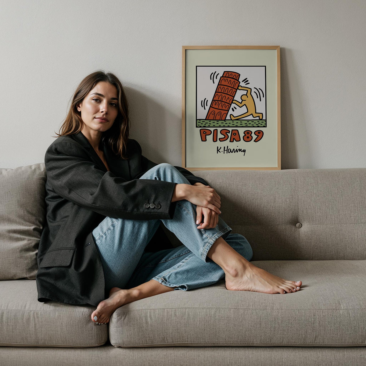 Pisa Kulesi - Keith Haring Ahşap Duvar Tablosu