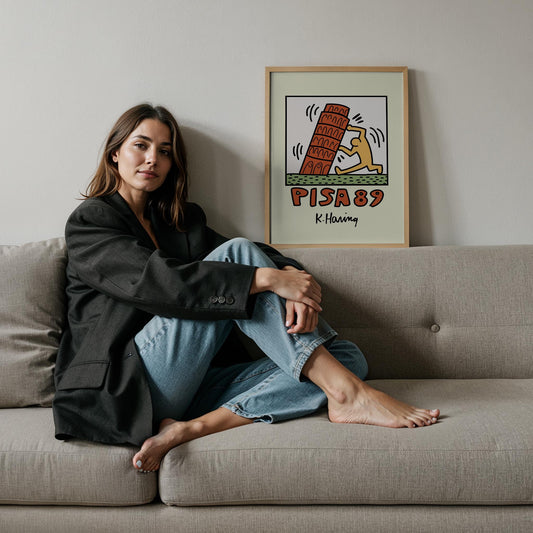 Pisa Kulesi - Keith Haring Ahşap Duvar Tablosu