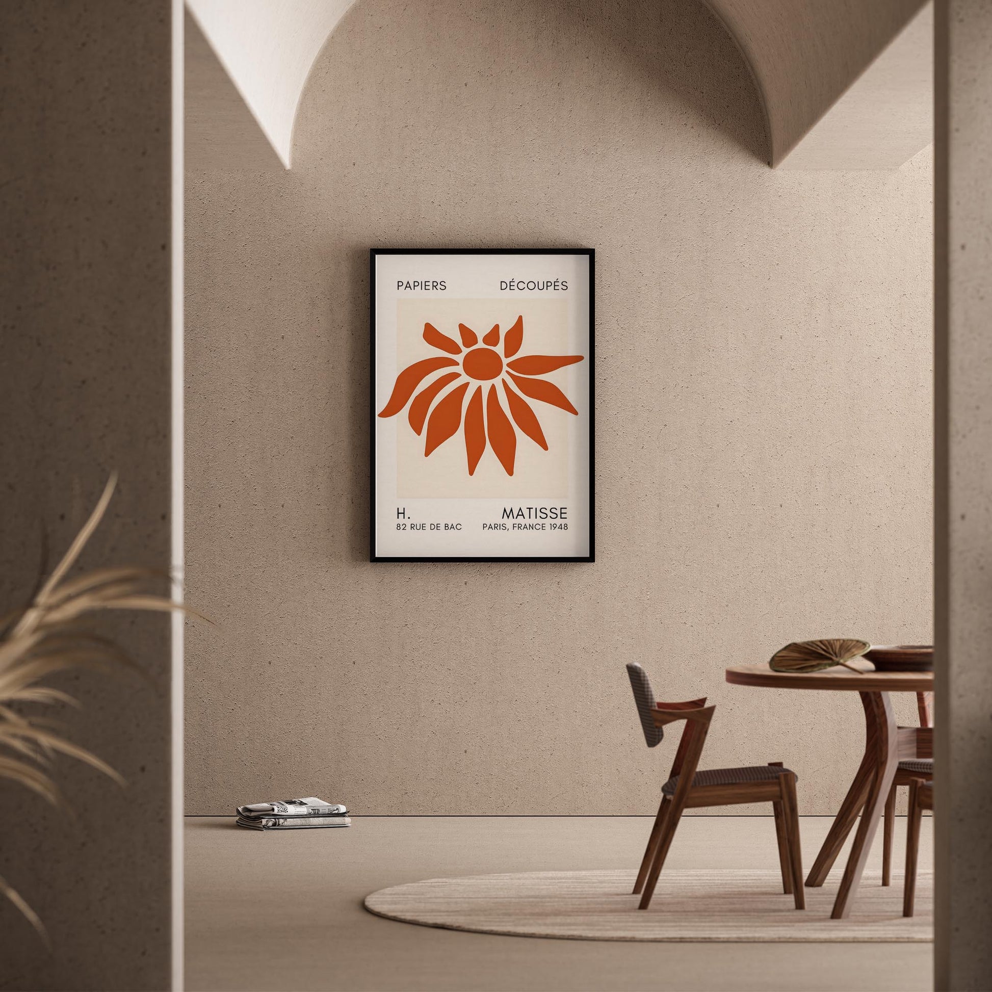 Matisse Kağıt Kesimleri Serisi Terracotta Soyut Çiçek I Duvar Tablosu