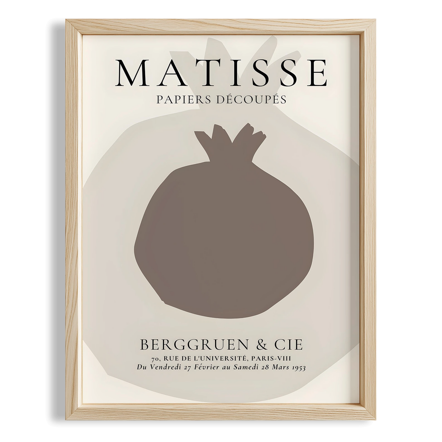 Matisse Kağıt Kesimleri Serisi Minimalist Bej Nar Figürü I Duvar Tablosu
