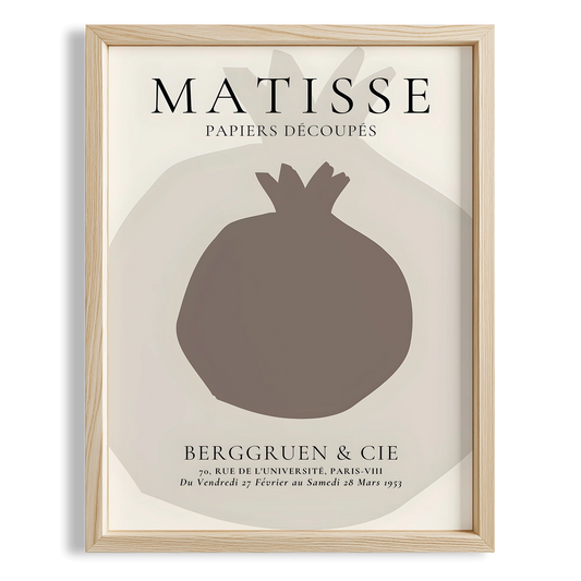 Matisse Kağıt Kesimleri Serisi Minimalist Bej Nar Figürü I Duvar Tablosu