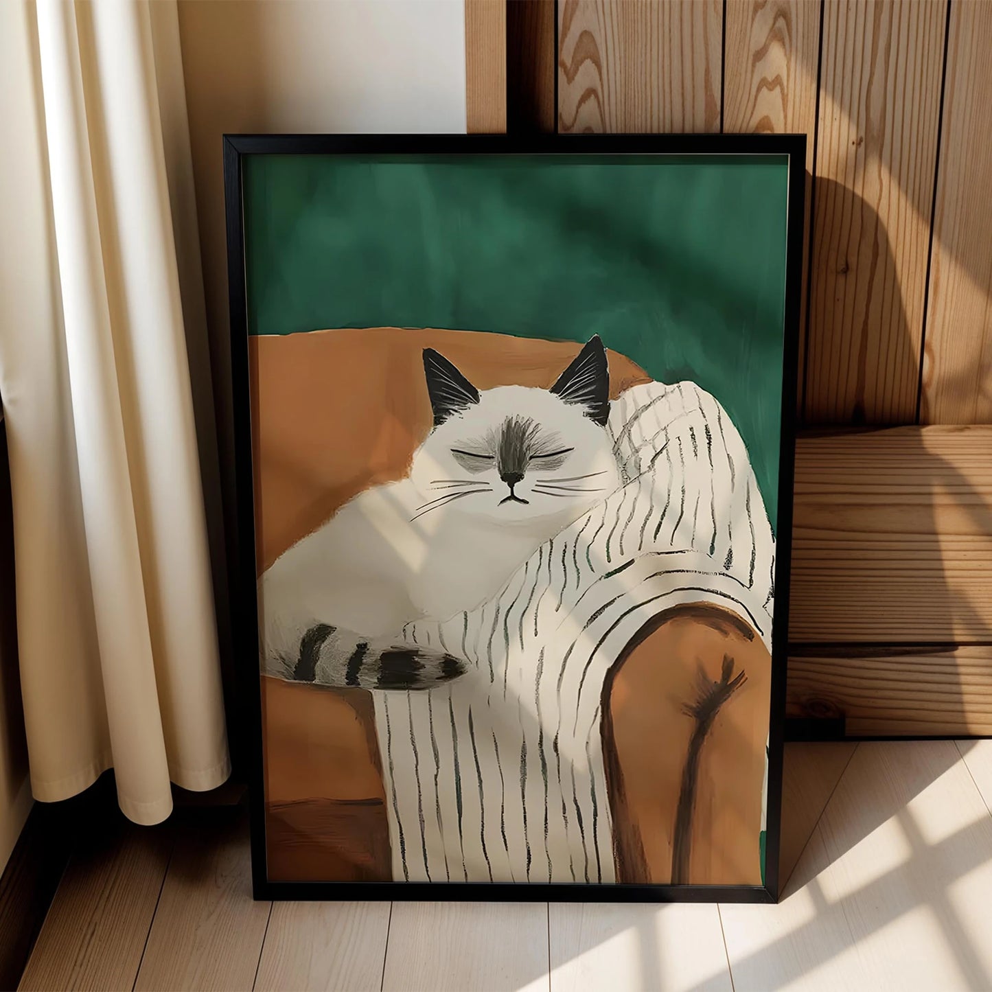 Kedi & Battaniye I - Krem Koltuk