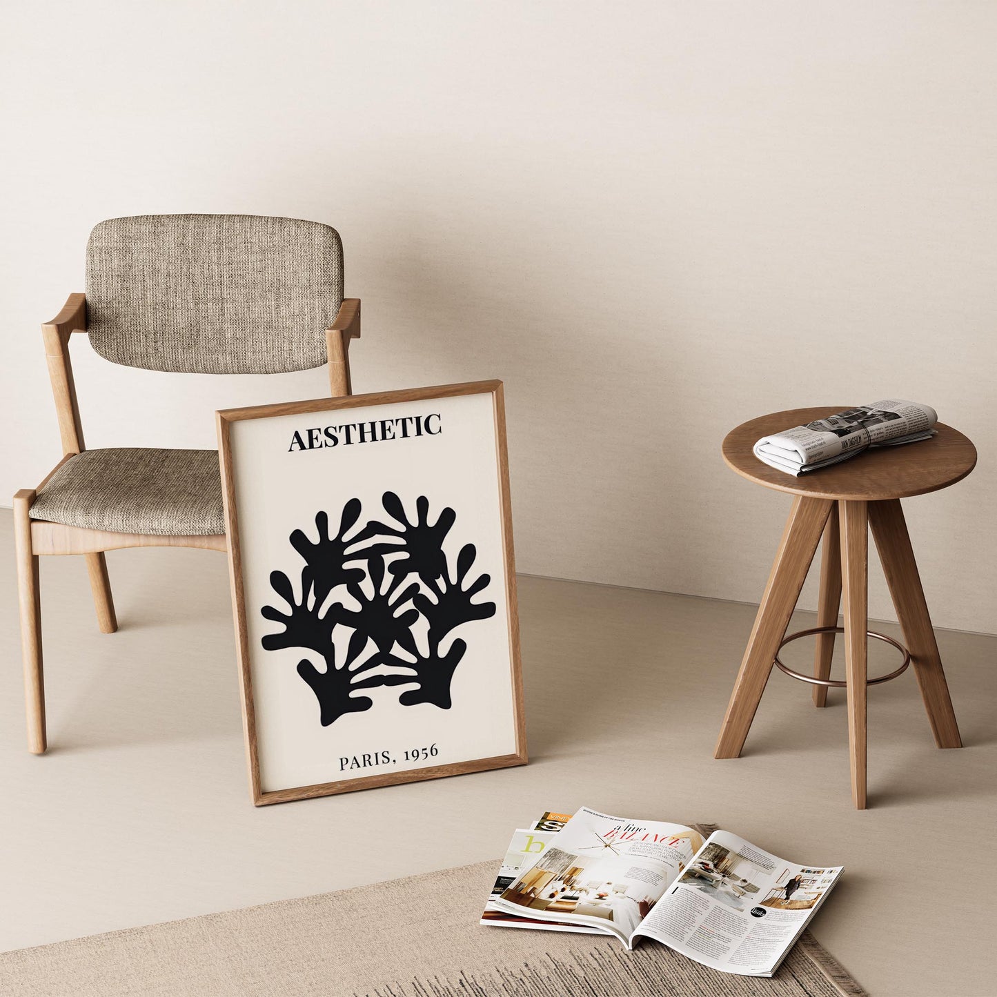 Matisse Kağıt Kesimleri Serisi Minimalist Beşli Dallar I Duvar Tablosu