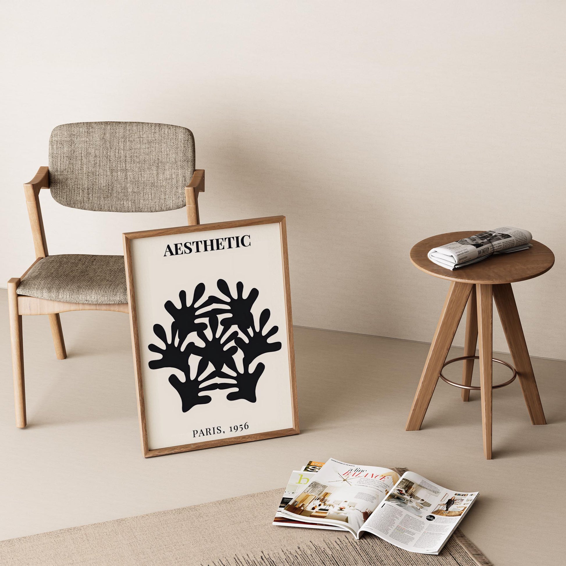 Matisse Kağıt Kesimleri Serisi Minimalist Beşli Dallar I Duvar Tablosu