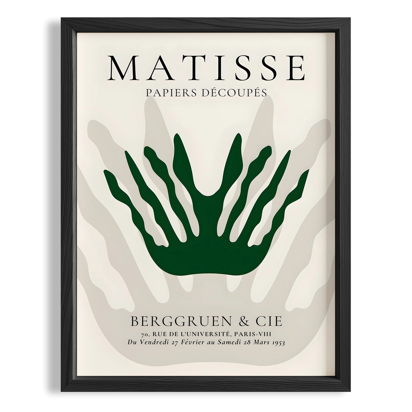 Matisse Kağıt Kesimleri Serisi Yeşil Mercan Bej Minimalist I Duvar Tablosu
