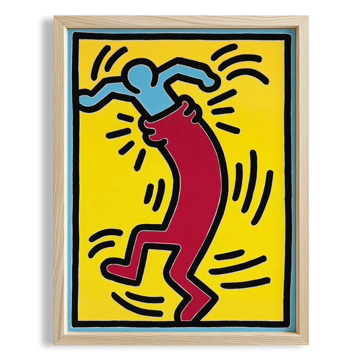 Kırmızı Hareket - Keith Haring Ahşap Duvar Tablosu