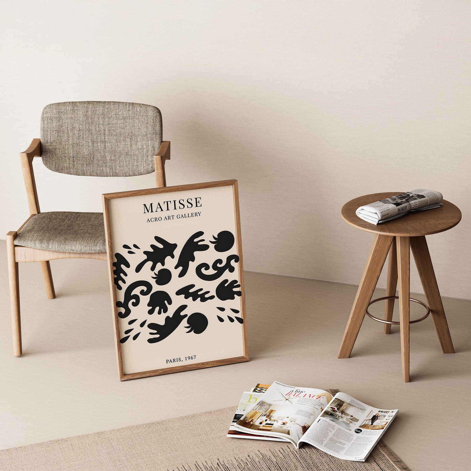 Matisse Kağıt Kesimleri Serisi Siyah Minimalist Dal Desenleri I Duvar Tablosu