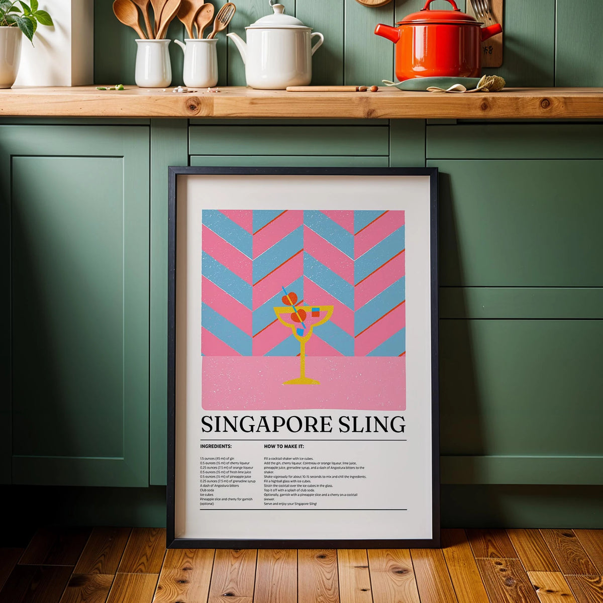 Singapore Sling Kokteyl Tarifi Mutfak Duvar Tablosu