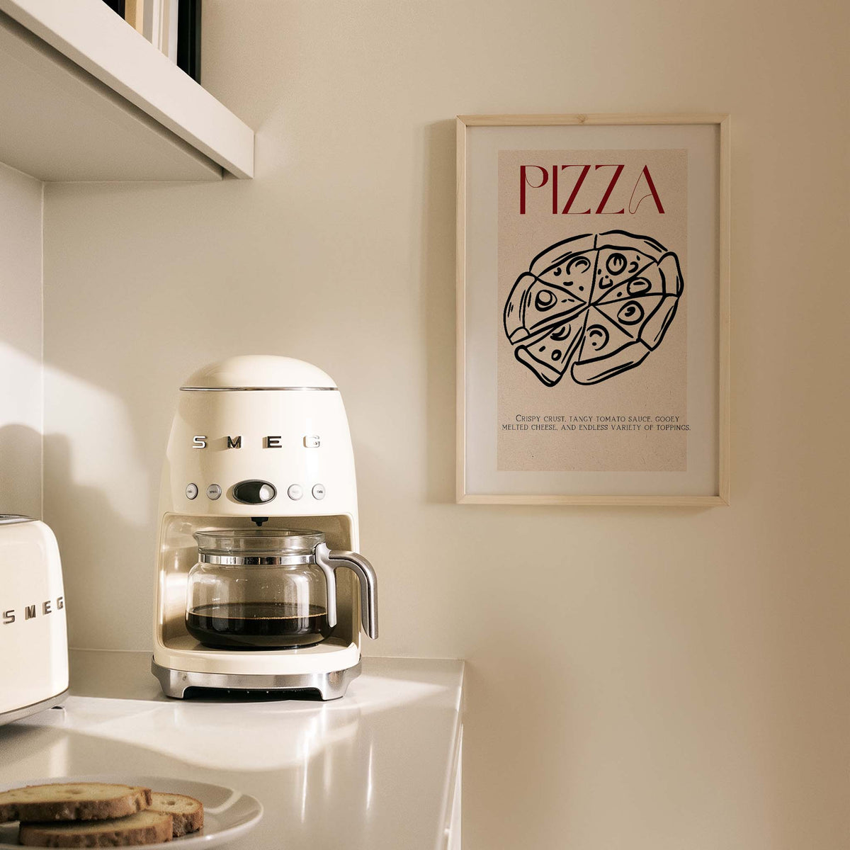 Pizza Çizim Akdeniz İtalya Koleksiyonu Mutfak Duvar Tablosu