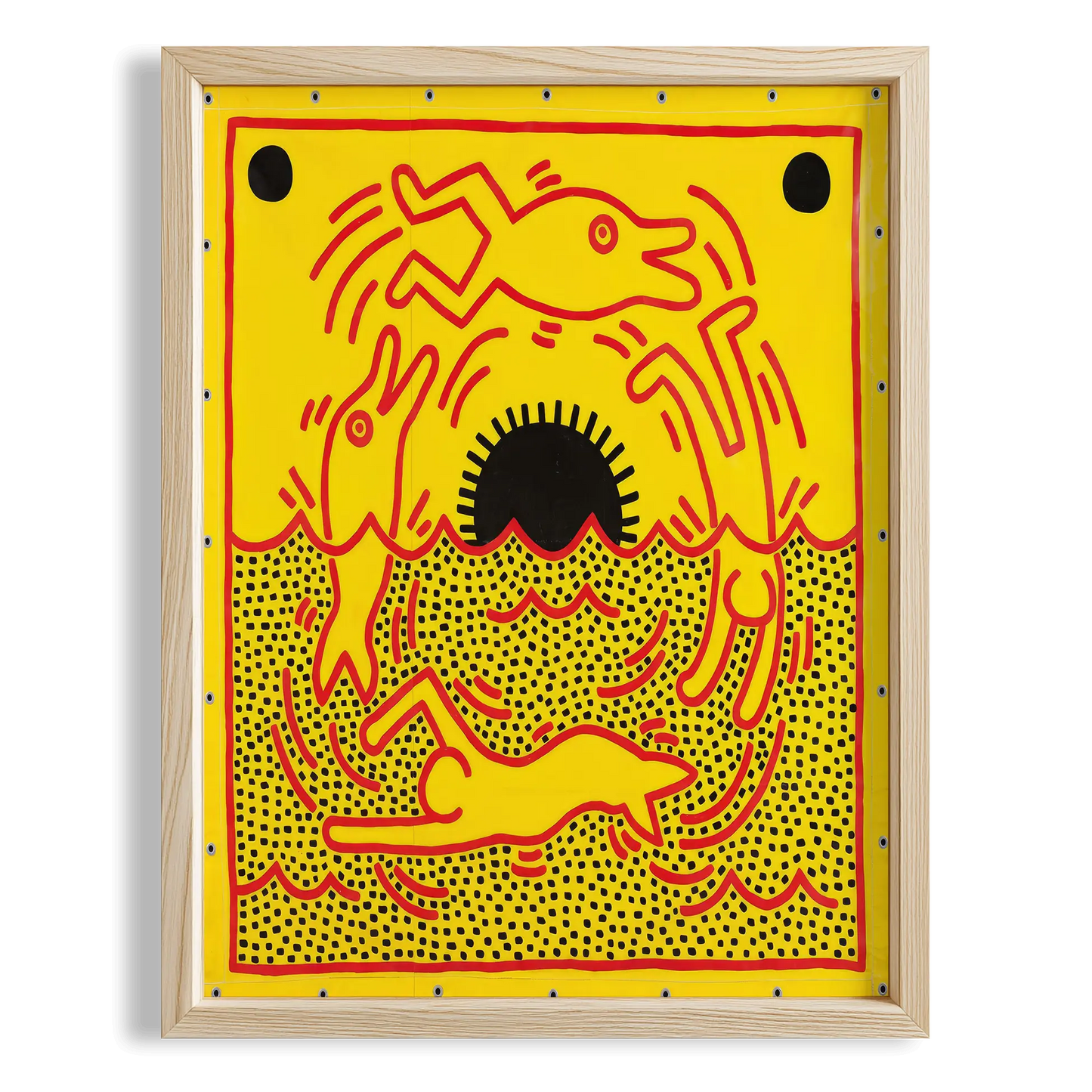 Kara Delik - Keith Haring Ahşap Duvar Tablosu