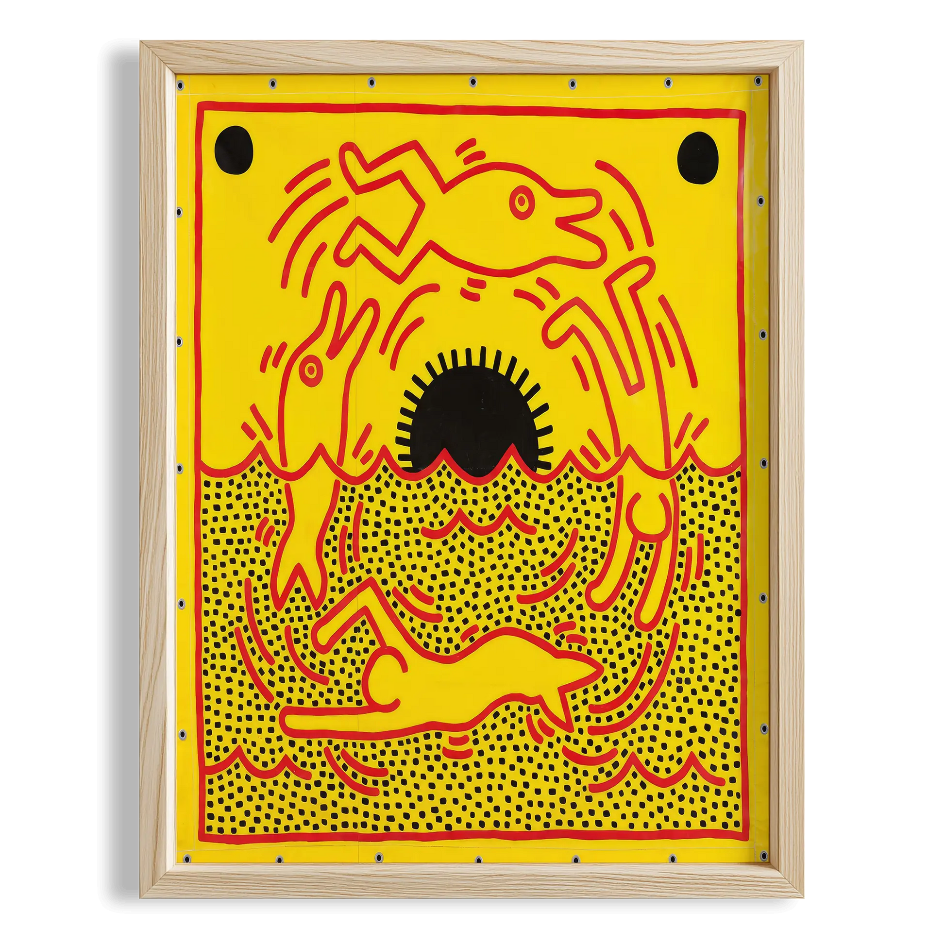 Kara Delik - Keith Haring Ahşap Duvar Tablosu