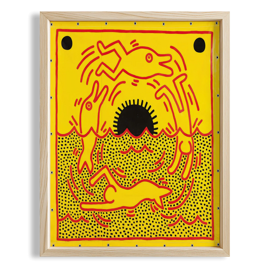 Kara Delik - Keith Haring Ahşap Duvar Tablosu