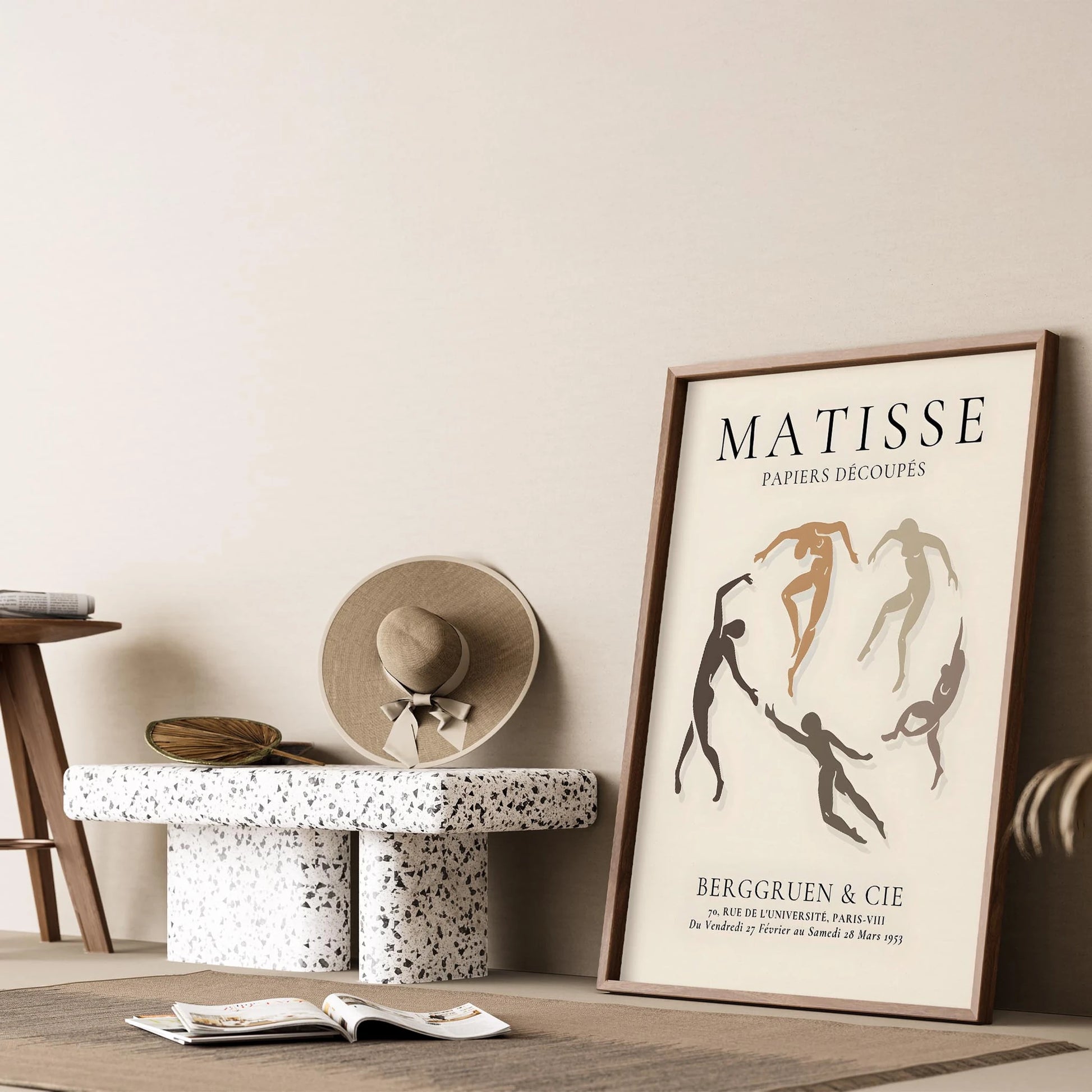 Matisse Kağıt Kesimleri Serisi Dans Minimalist Kahve Tonları I Duvar Tablosu