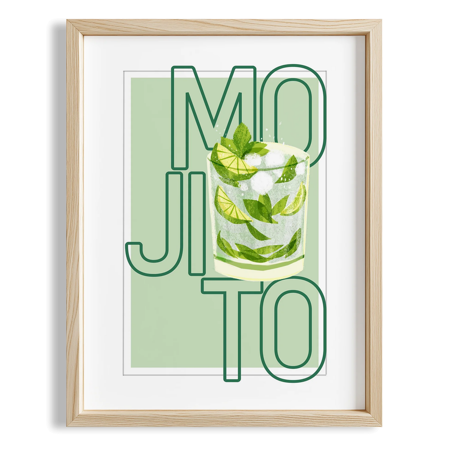 Mojito Tipografik Kokteyl Mutfak Duvar Tablosu
