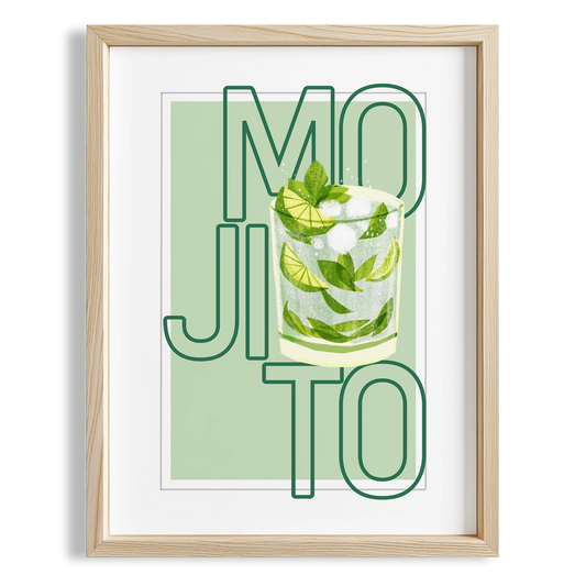 Mojito Tipografik Kokteyl Mutfak Duvar Tablosu