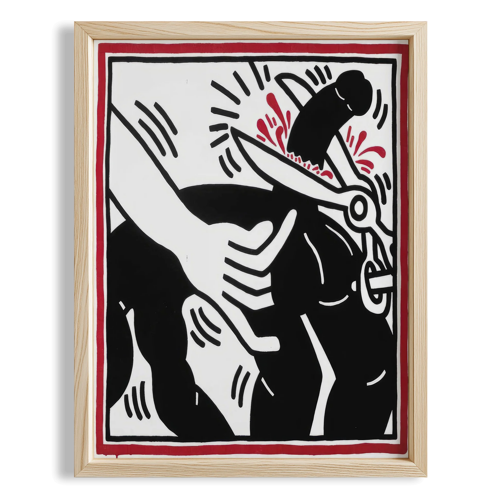 Güç ve Mücadele - Keith Haring Ahşap Duvar Tablosu