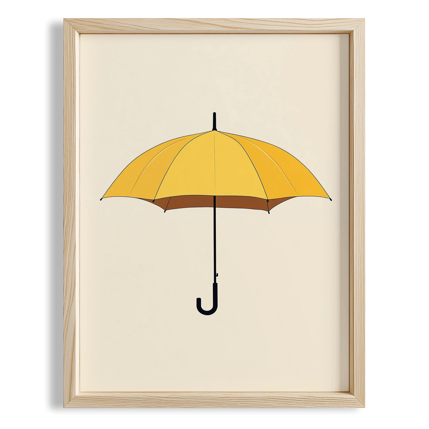 Sarı Şemsiye Minimalist Çizim - Duvar Tablosu