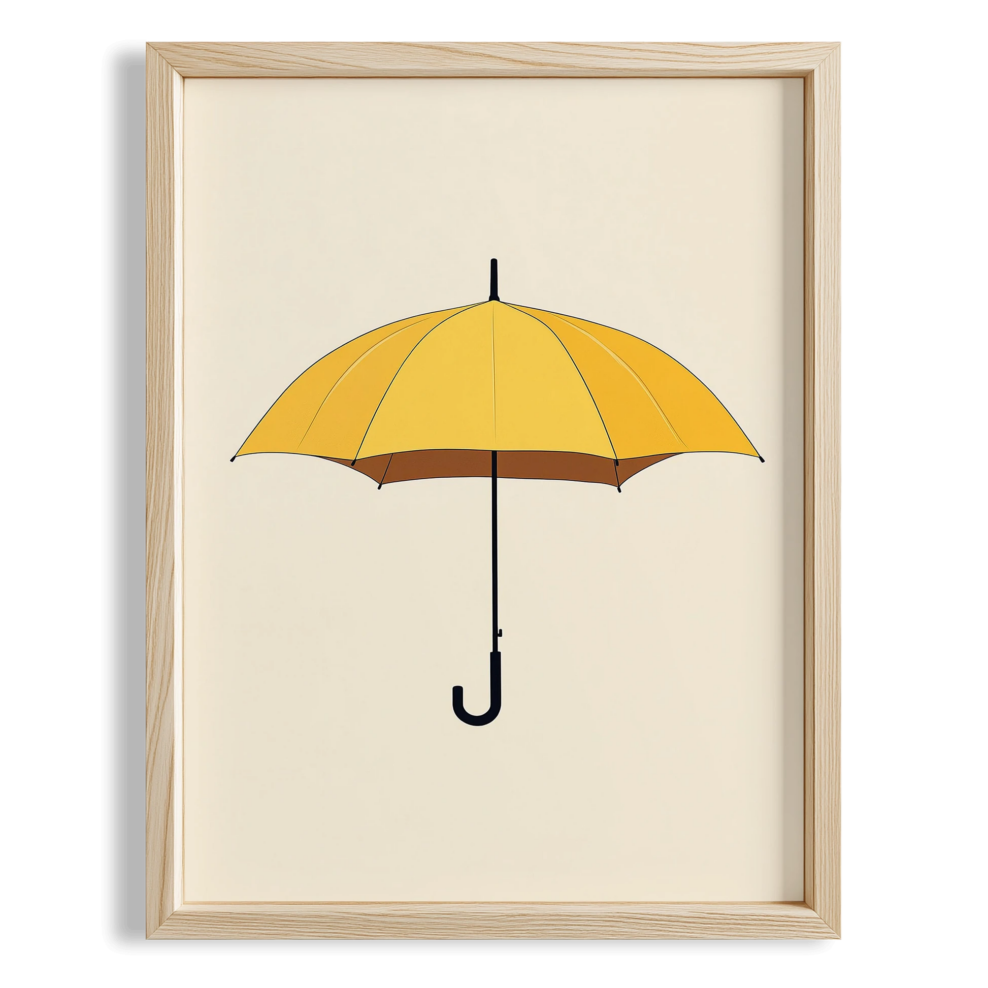 Sarı Şemsiye Minimalist Çizim - Duvar Tablosu
