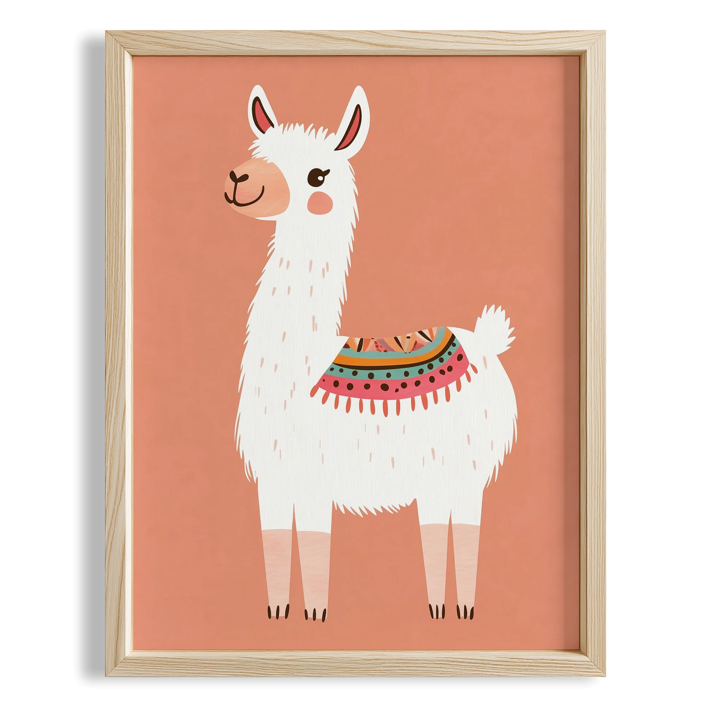 Sevimli Lama - Pastel Somon Fon
