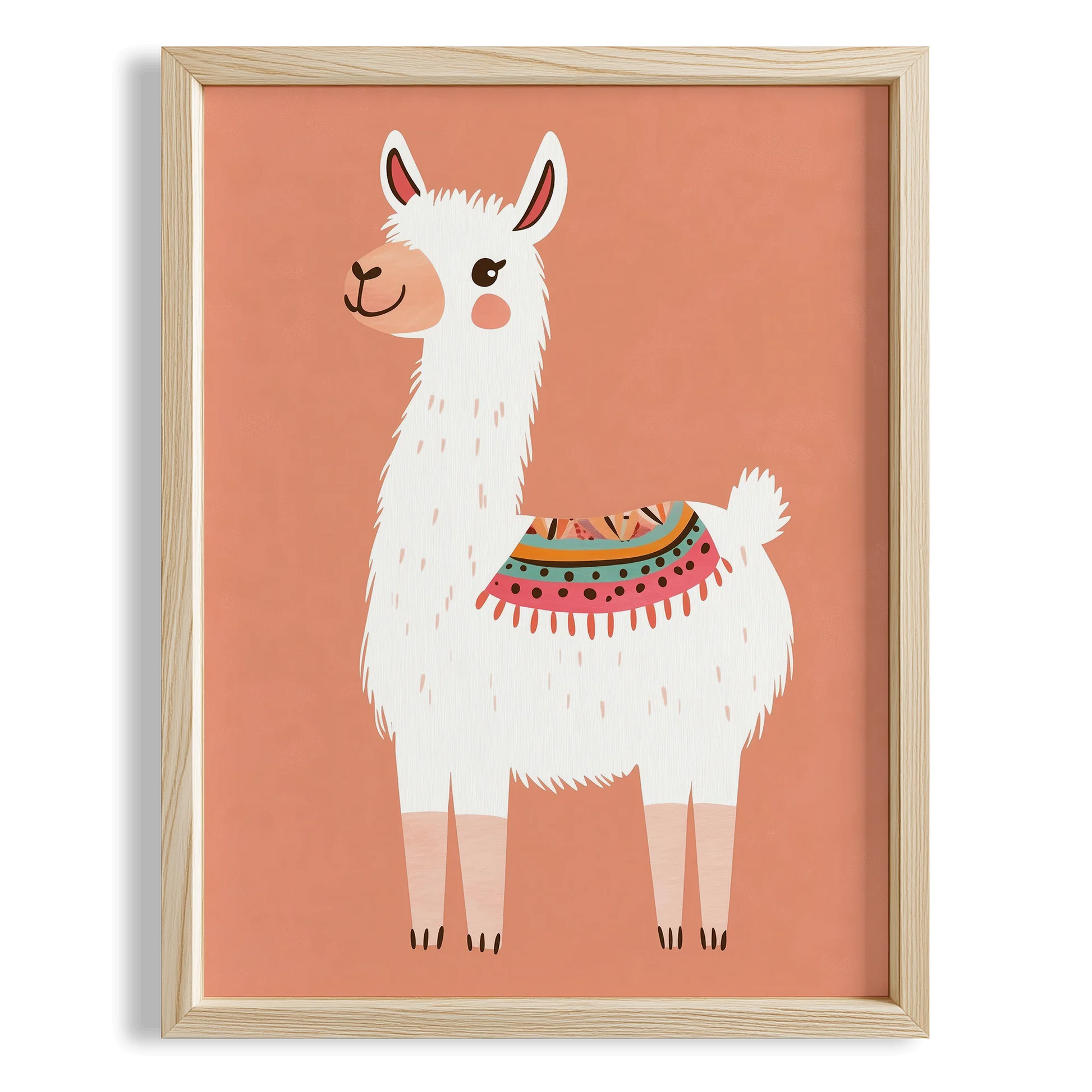 Sevimli Lama - Pastel Somon Fon
