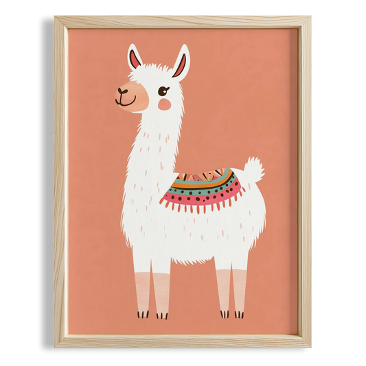 Sevimli Lama - Pastel Somon Fon