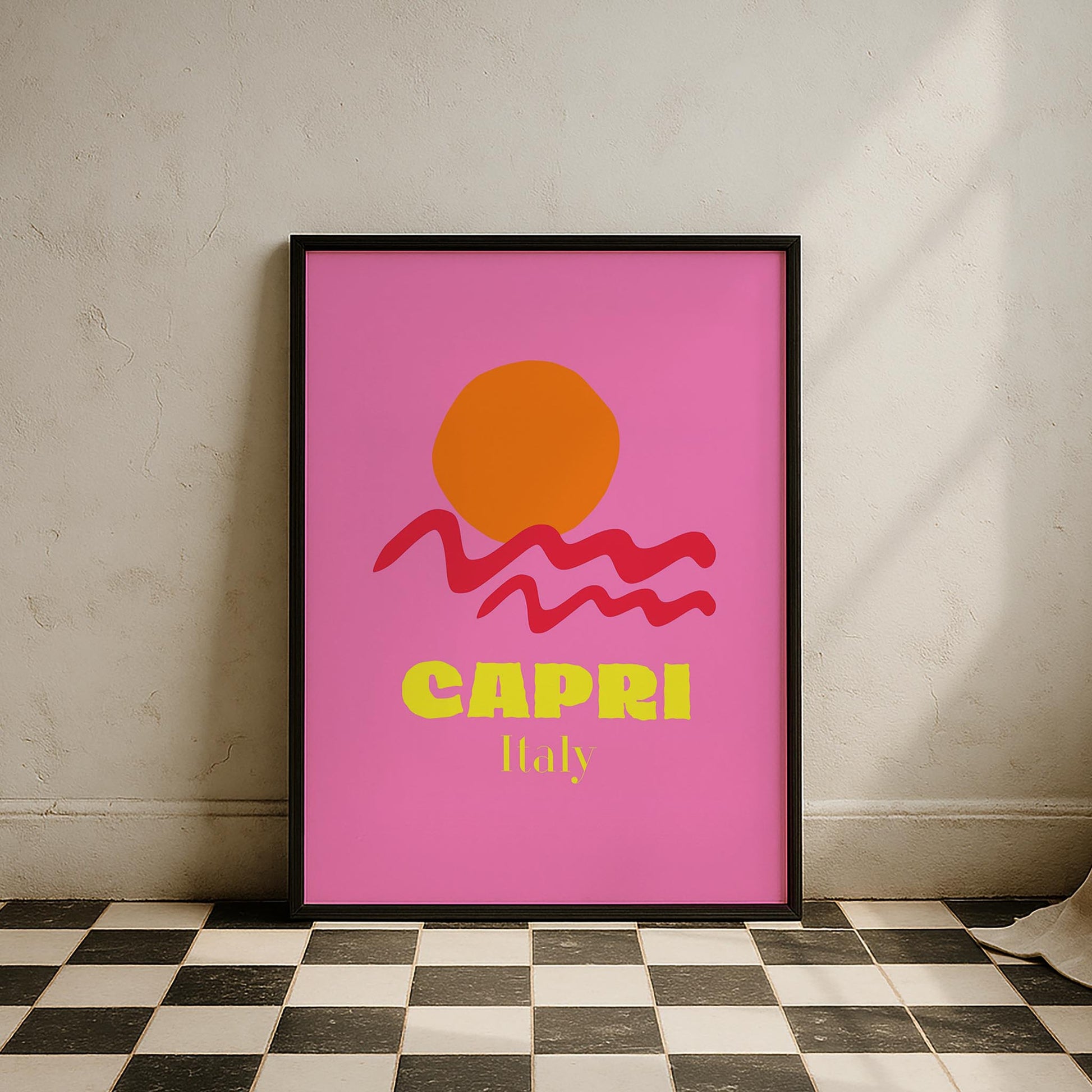 Capri Italy İllüstrasyon İtalya Koleksiyonu Mutfak Duvar Tablosu