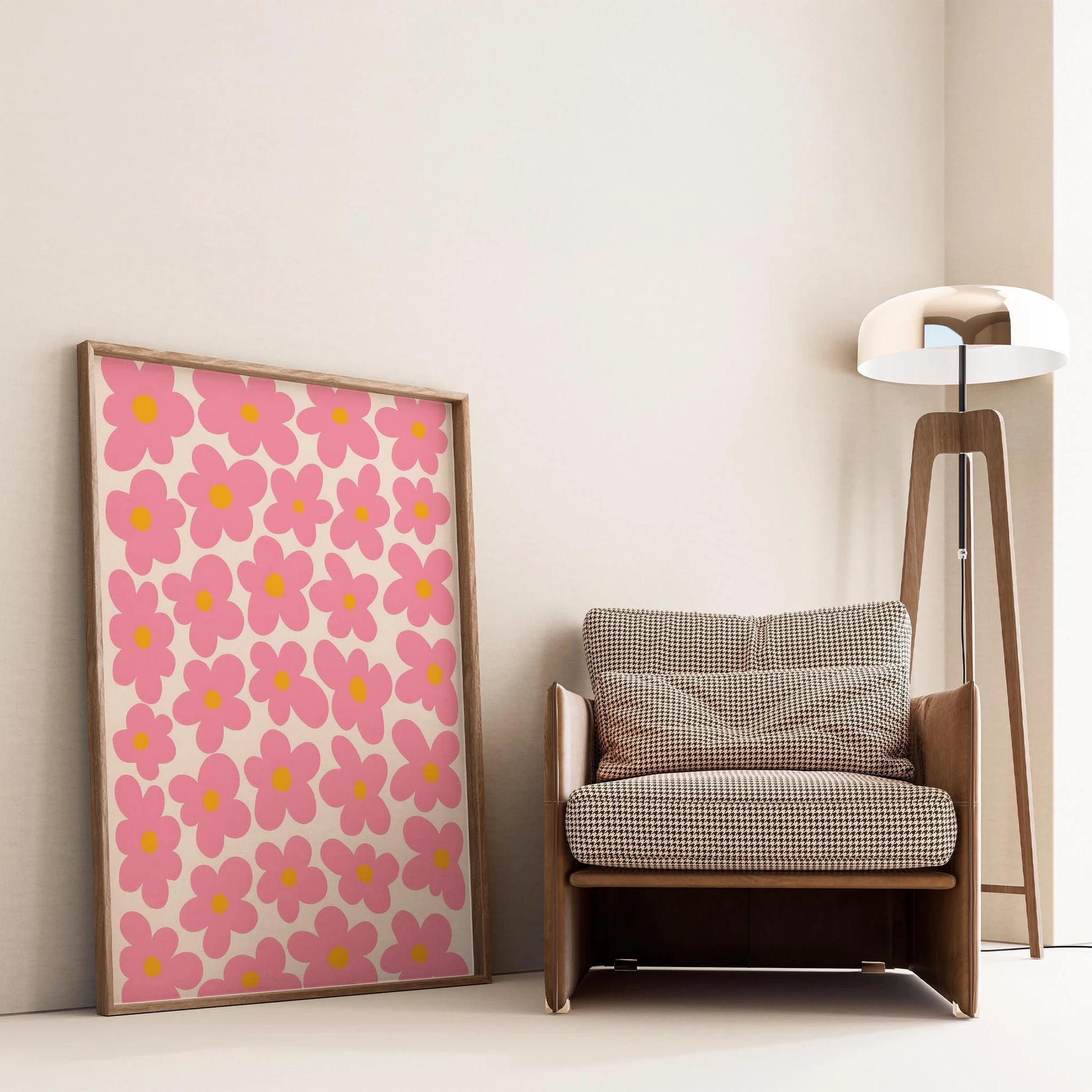 Matisse Kağıt Kesimleri Abstract Serisi Pembe Soyut Çiçekler I Duvar Tablosu