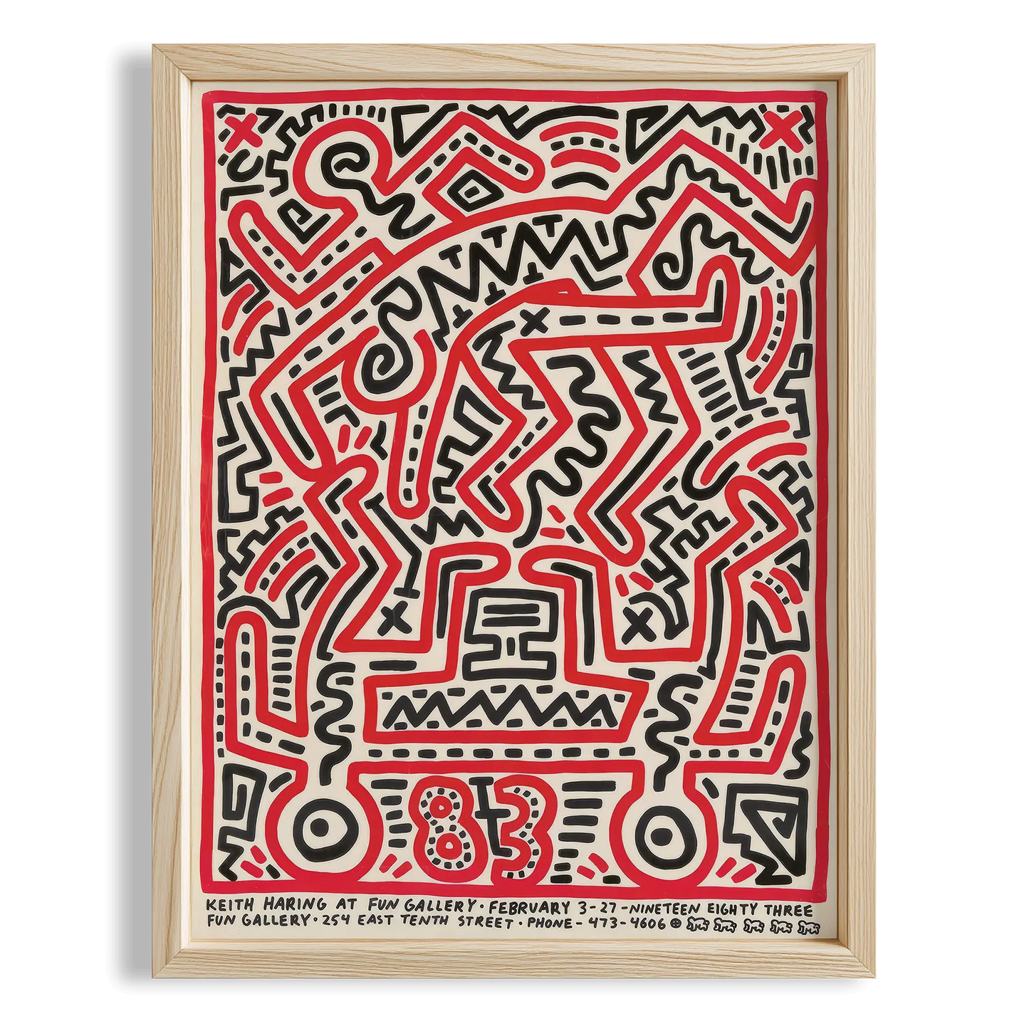 Kırmızı Labirent - Keith Haring Ahşap Duvar Tablosu