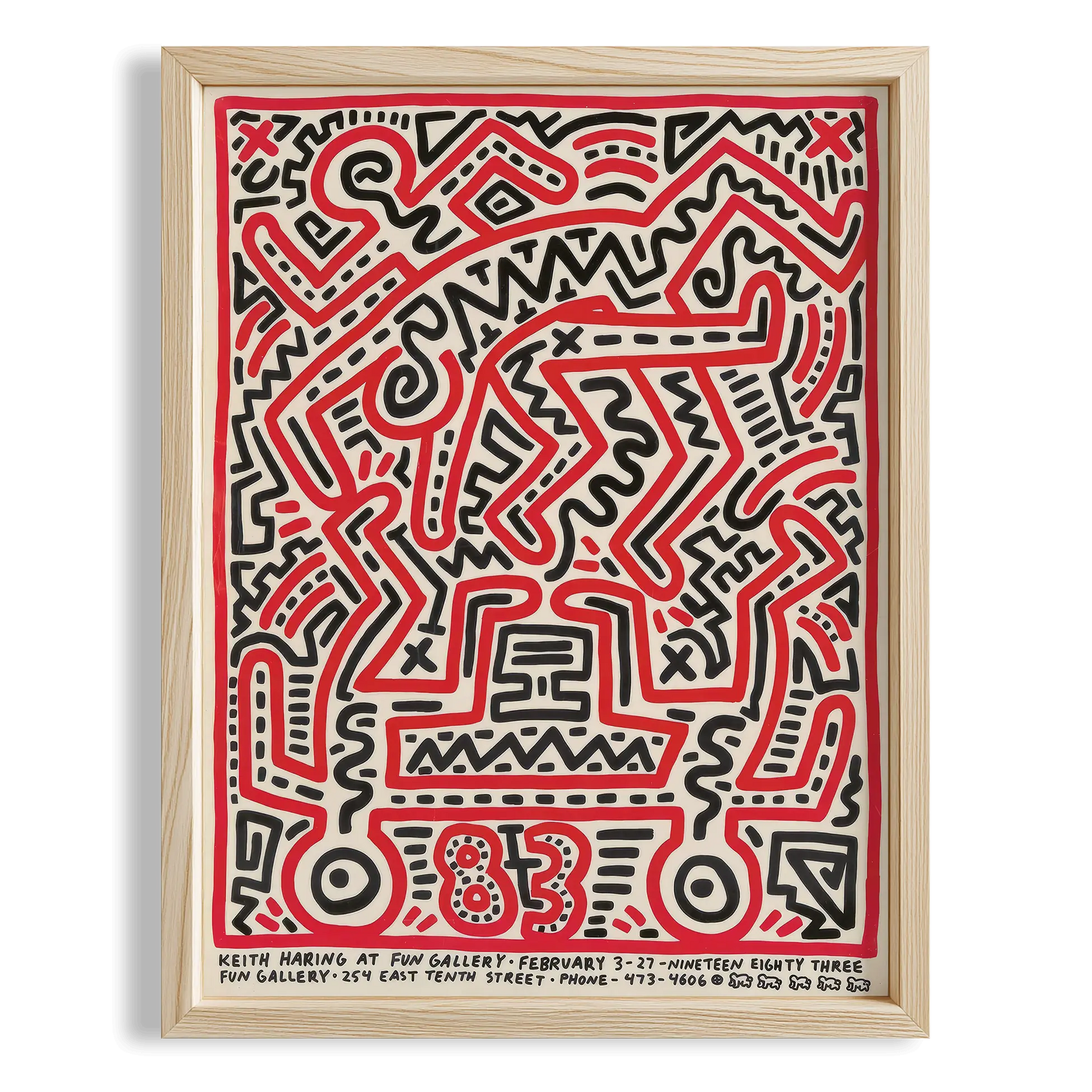 Kırmızı Labirent - Keith Haring Ahşap Duvar Tablosu